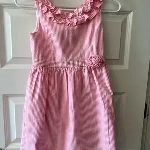 Lilly Pulitzer Dresses Lilly Pulitzer Pink Georgina Seersucker Striped Dress With Ruffle Size Poshmark